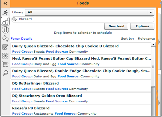 Training Peaks Food Library