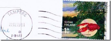 Winter in Finland stamp and postmark