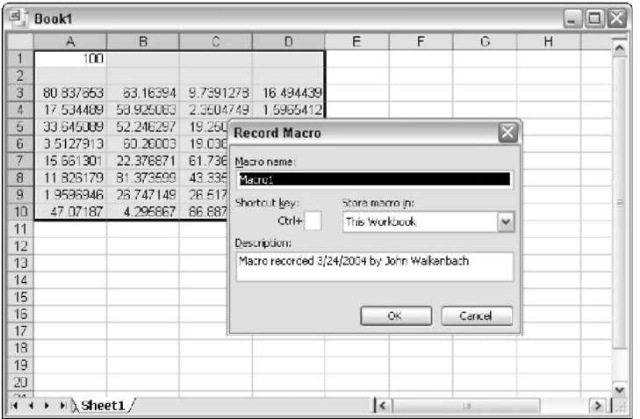 The Record Macro dialog box appears when you're about to record a macro.