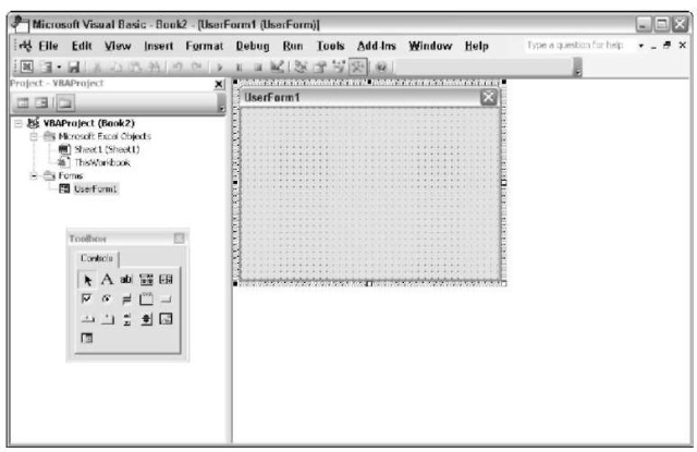 A new UserForm object.