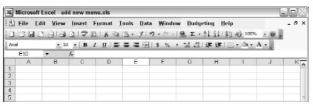 A new menu, called Budgeting, was added to this menu bar.