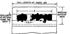 Tooth bearing contact pattern.
