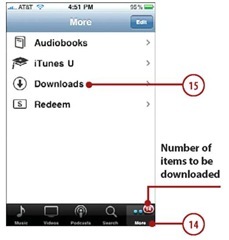 Tap Downloads.You move to the Downloads screen where you see the details about the tracks you are purchasing, 