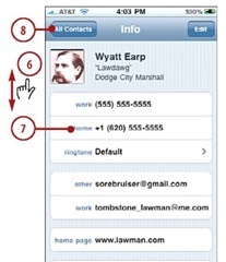 To return to the All Contacts list without performing an action,tap All Contacts.