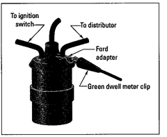 How to hook up a dwell meter to some Ford cars.