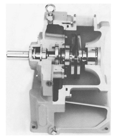 Cross section of a hydroviscous clutch assembly.