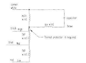  T-connected multispeed PSC motor