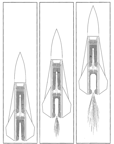 A two stage rocket just Figure 2-14.