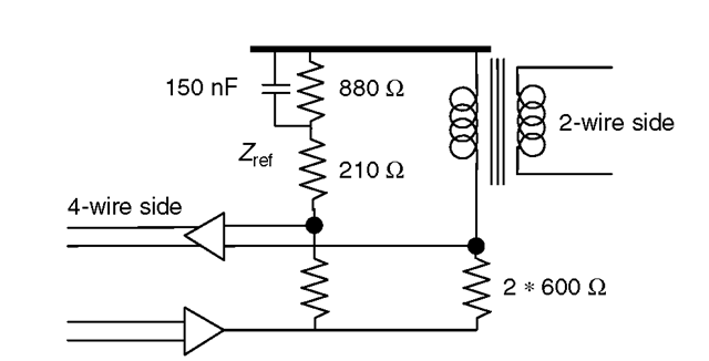 Emulating a hybrid with operational amplifiers.