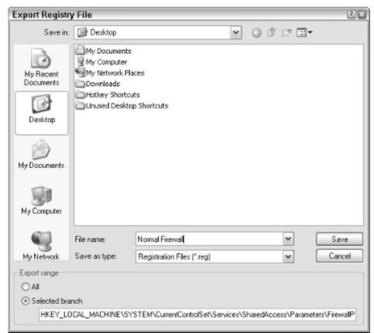 Create a desktop icon by exporting a Registry key.