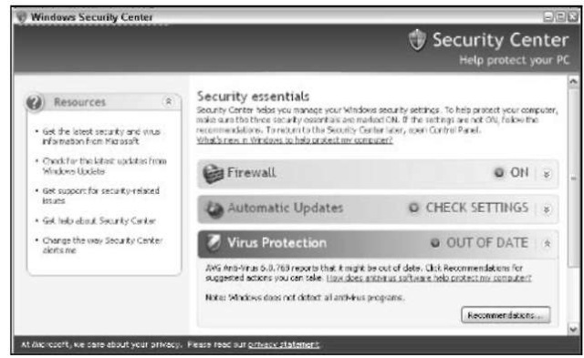 The Windows Security Center doesn't always get the straight story on when an antivirus program is up to date.