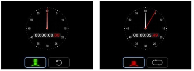 Start (left) and stop (right) your stopwatch.