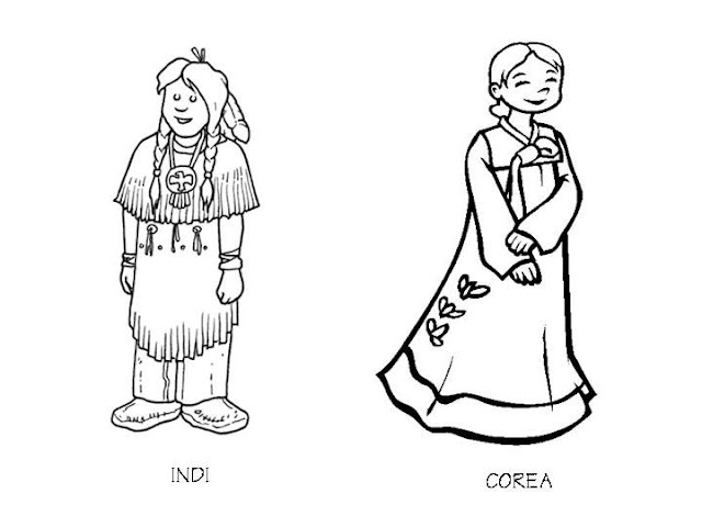 Vestimenta de una India Americana y Coreana