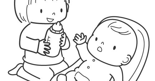 Coloring Pages: Girl with a baby free coloring pages