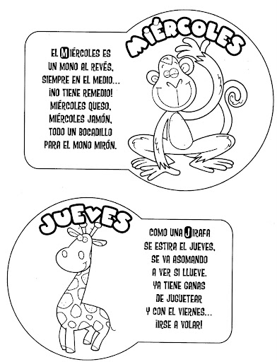 Days of the week in spanish - free coloring pages | Coloring Pages