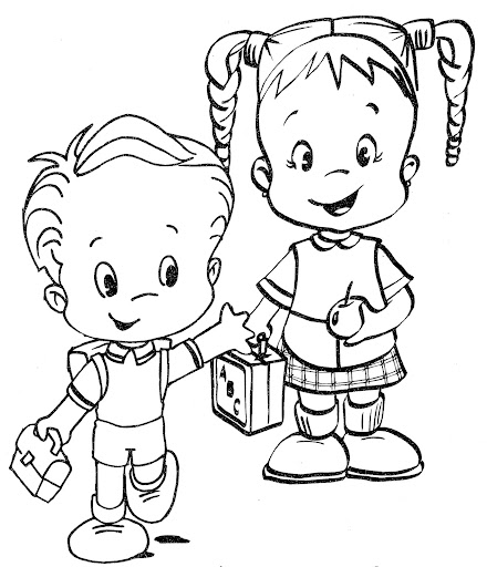 dibujos ninos estudiando en la escuela