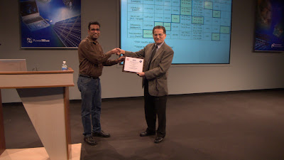 Kiran Gunnam presents certificate of appreciation to Prof. Sinencio
