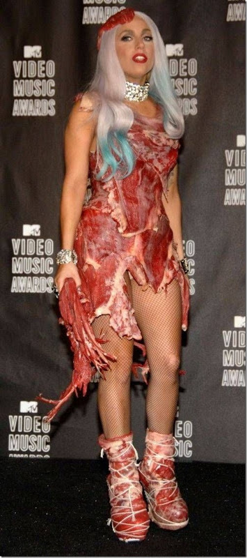 Lady Gaga e seu vestido feito de Carne (8)