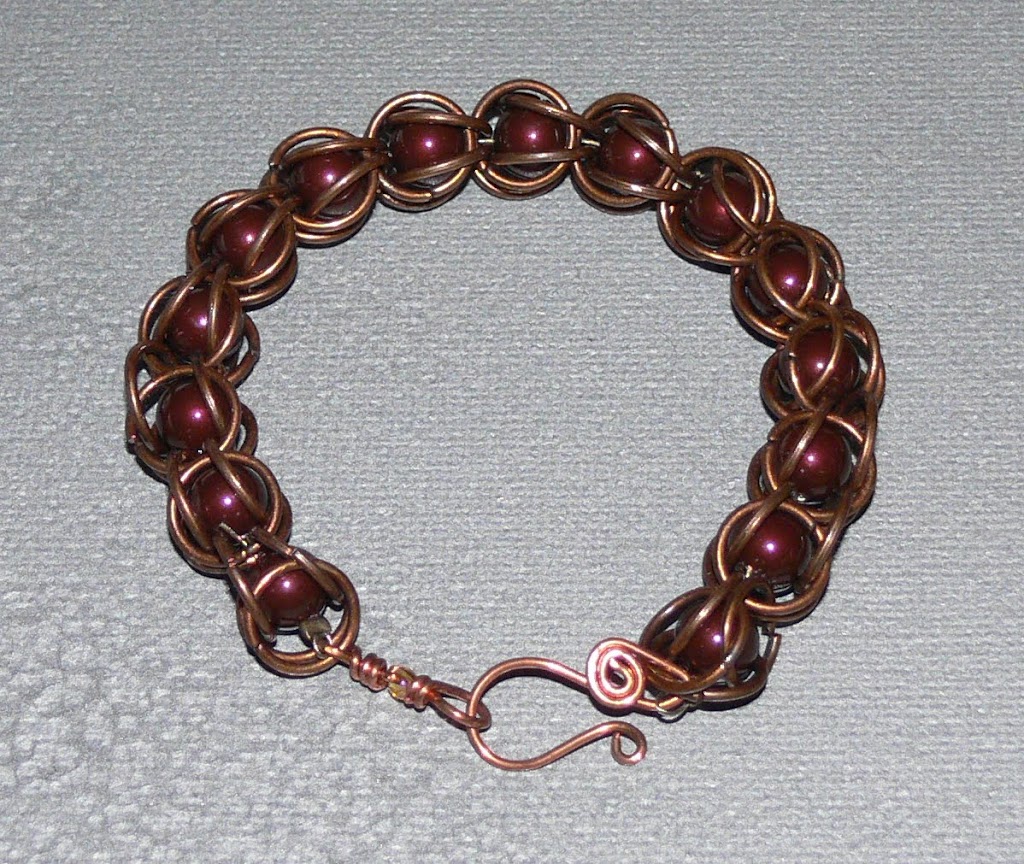 *Caged Pearls* DIY Bracelet - Ant Copper/Bordeaux