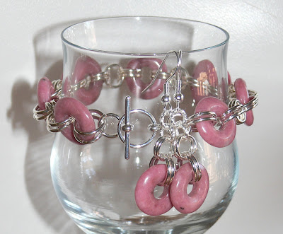 *Rings of Stone* DIY Bracelet & Earrings - Rhodonite/Silver