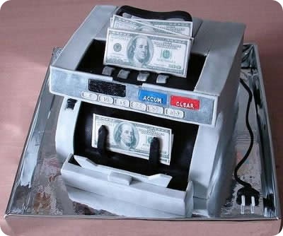 Money counting Machine Cake Art