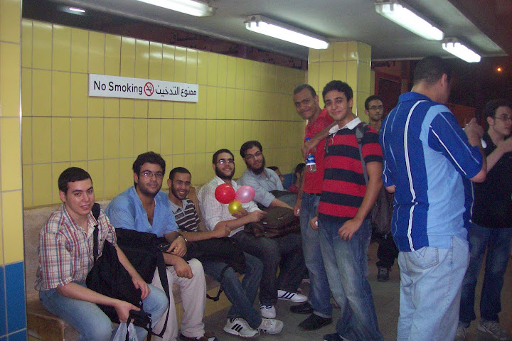 On the metro station after the contest (on our way back to Alex)