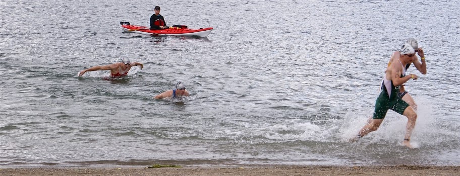 Coming out of the first swim loop at the 2010 Canadian National Triathlon Championships