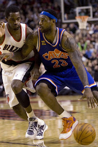 LeBron Scores 41 Points on Blazers... Wearing Two Different Shoes lebron james nba 100110 cle at por 04 LeBron Scores 41 Points on Blazers... Wearing Two Different Shoes