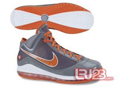 nike air max lebron 7 xx grey patent leather orange New Air Max LeBron VII Grey Patent CWs   Blue, Red and Orange.