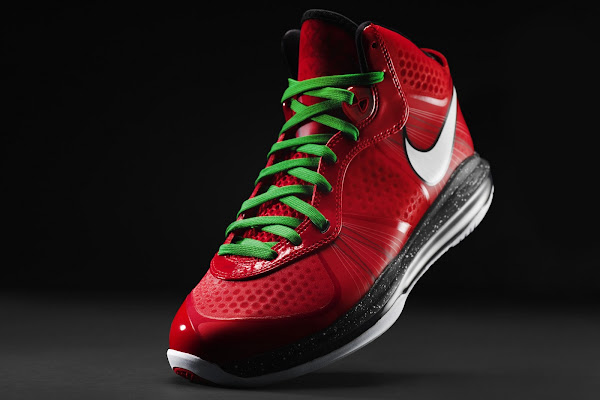 Fresh Look at Nike LeBron V2 Christmas Exclusive with Red Laces