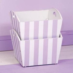 striped stacking bins lavender