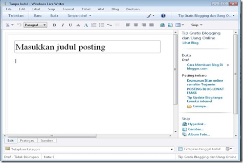 Cara posting windows live writer