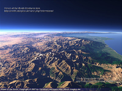 Alborz Mountains, Caspian Sea and Mount Damavan