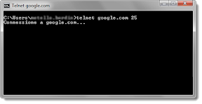 Telnet in azione su Windows 7