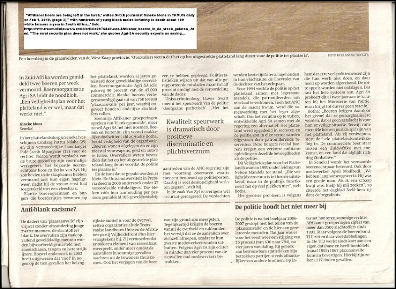 AfrikanerFarmers helpless against murderers Trouw Feb21020