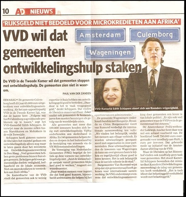 Dutch municipal microcredits to SA must stop demand Dutch liberals