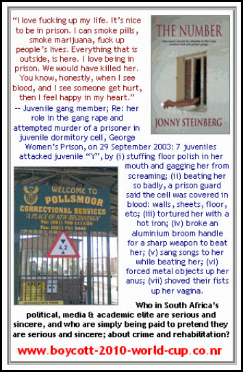 Prison Life in South Africa is enjoyable for the gangsters