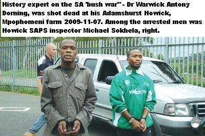 [Dorning Dr Warning murder Howick KZN among3 arrested was SAP insp Michael Sokhela right Pic WITNESS Nov2009[4].jpg]