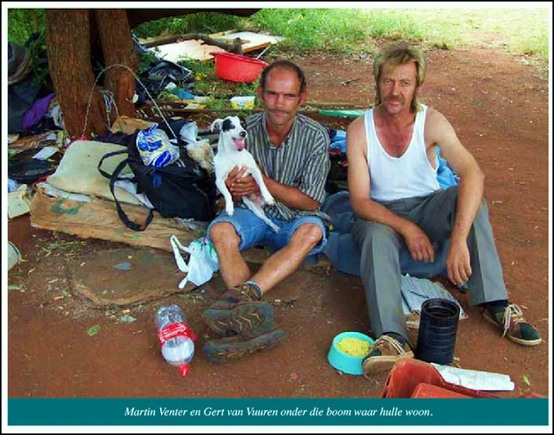 AfrikanerPoor Martin Venter Gert van Vuuren live underneath this tree Squatter camp Eagles Nest Pretoria