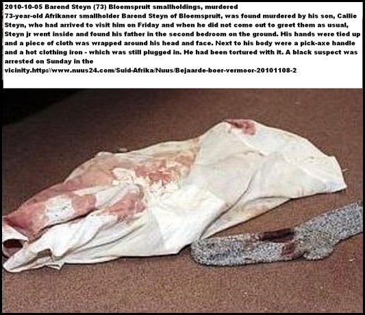 Steyn Barend 73 Bloemspruit smallholdings murdered Nov5 2010