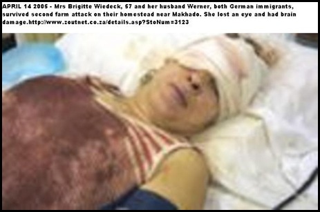 Wiedeck Mrs Brigitte 57 Makhado farm wife German survives attack hus Werner