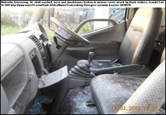 Armstrong Malcolm  white courier attack scene Joburg BLACK TRUCKERS ATTACK ROCKS FROM BRIDGE