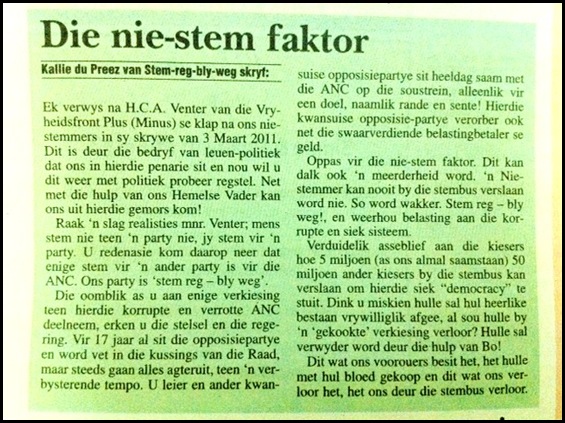 ANTI VOTING BOYCOT Kallie du Preez Parys Gazette Mar102011
