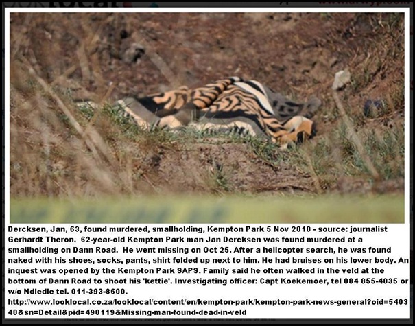 DERCKSEN Jan 62 found murdered Kempton Park smallholding_CaptKoekemoerTEL0848554035