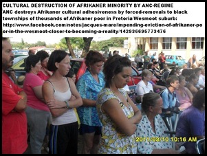 POORWHITESDIEMOOTPRETORIAETHNICCLEANSINGFORCEDREMOVALTOBLTOWNSHIPSMARCH10222011COURTCASE