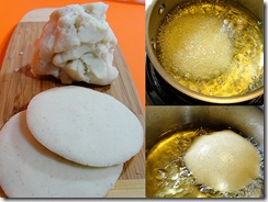 haciendo y friendo arepa