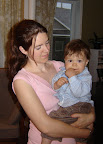 Maman et Xavier en rose et bleu / Mommy and Xavier, pink and blue