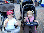 Deux amis, plein de crème glacée, et des clowns (hors champ). La vie est belle. / Two friends, loads of ice cream, and clowns (off camera). Life is sweet.