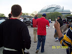Photo: The brass band gets a little Second Line going towards Miler Park.