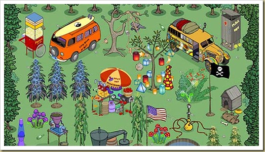 Tela do Pot Farm, fazenda virtual de plantação de maconha no Facebook; aplicativo tem 1,8 mi de usuários ativos